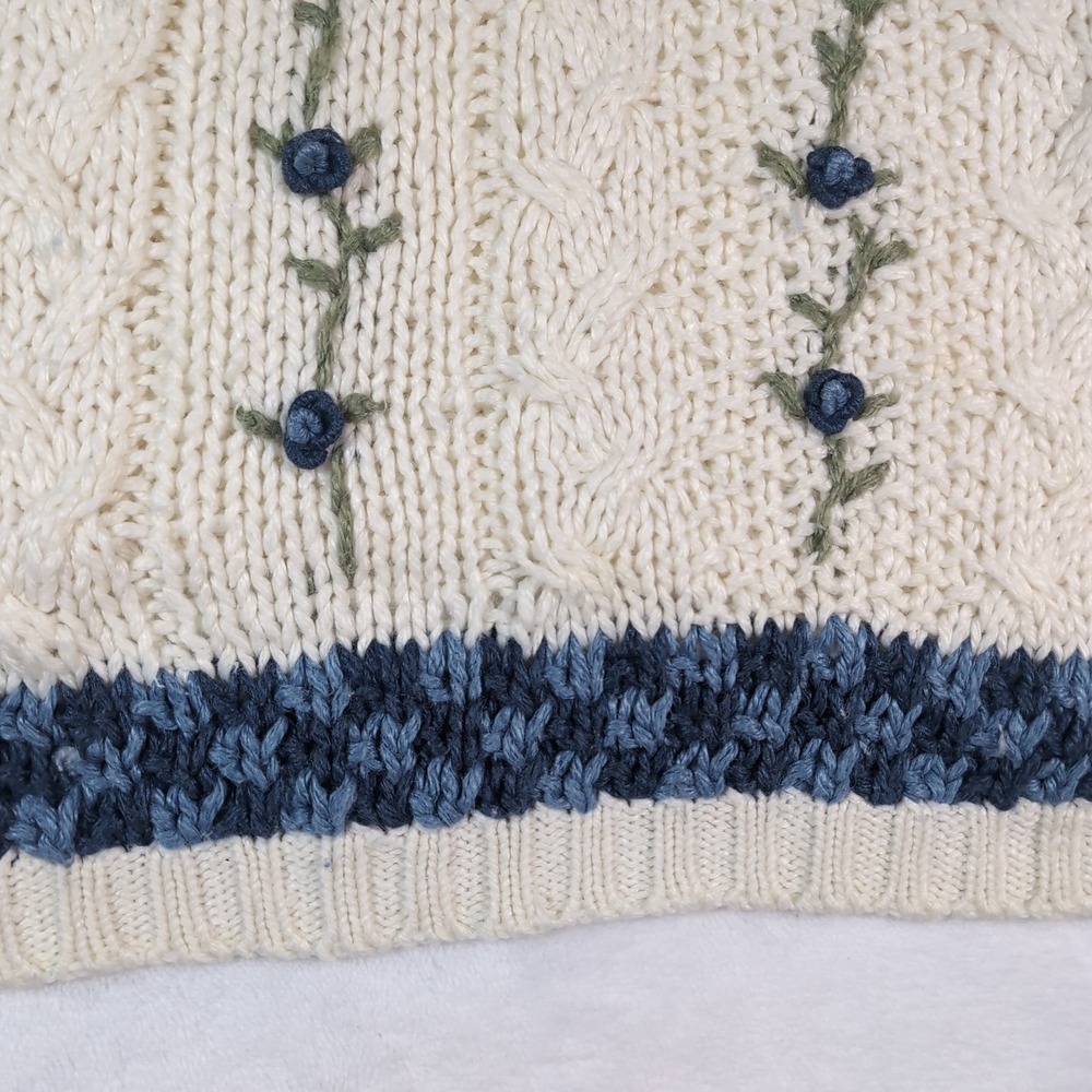 Vintage American Weekend Sweater Chunky Women Large Floral Hand Knit Grandmacore - Picture 9 of 10
